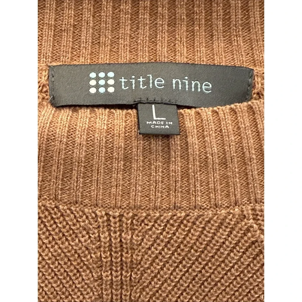 TITLE NINE | Extra Fine Merino Wool Blend Contrast Details Sweater Tan Sz Large